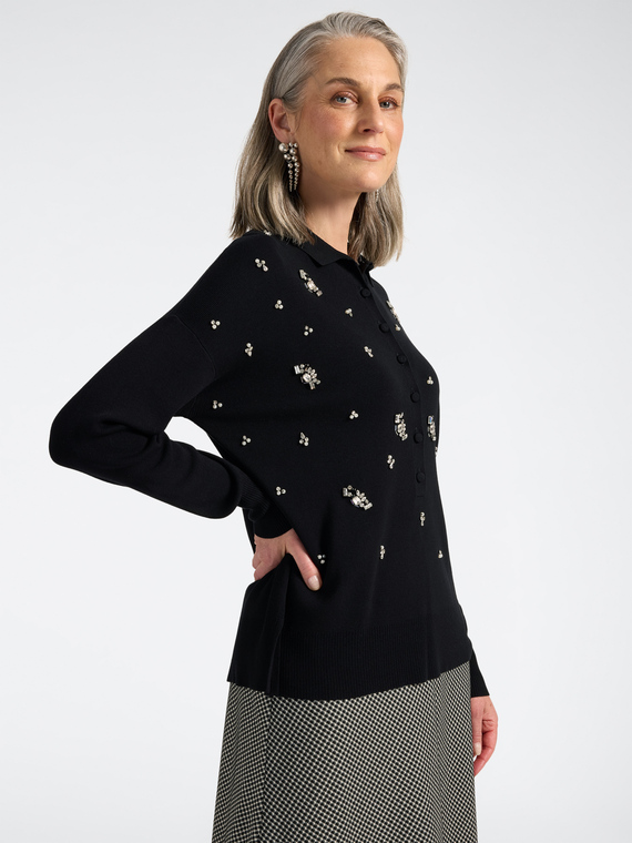 Strickpullover aus Viskose mit Steinbesatz