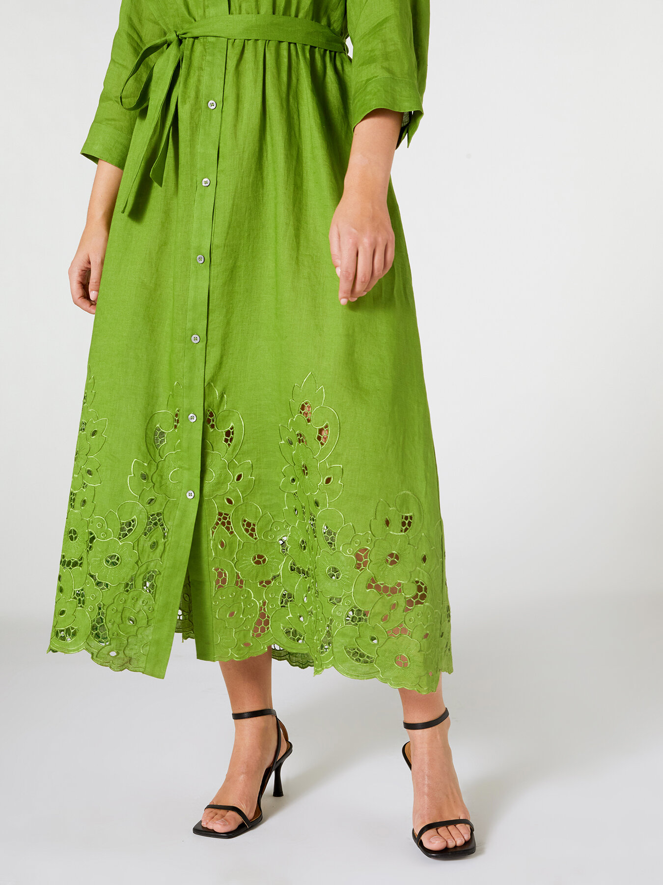 Abito lungo in lino ricamato image number 3