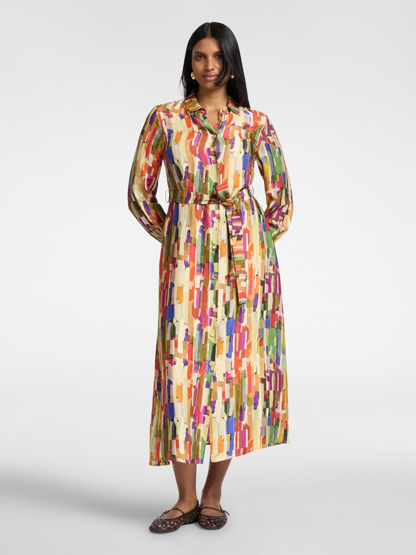 Printed shirt dress image number 0