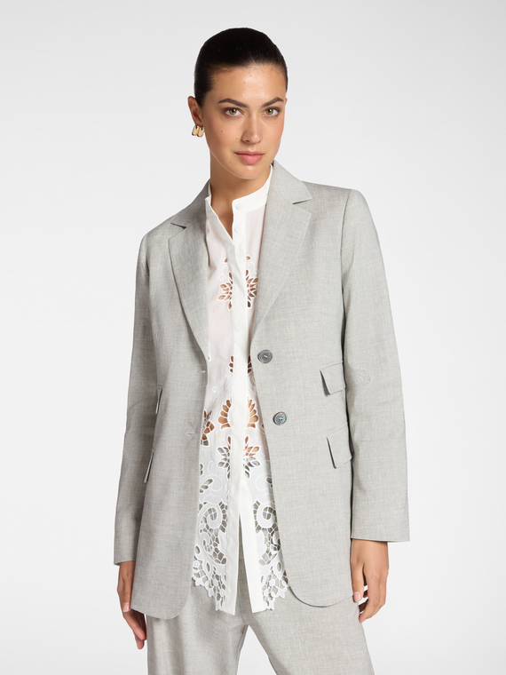 Elena Mirò - Blazer in misto lino monopetto Donna, Grigio Taglia: 48