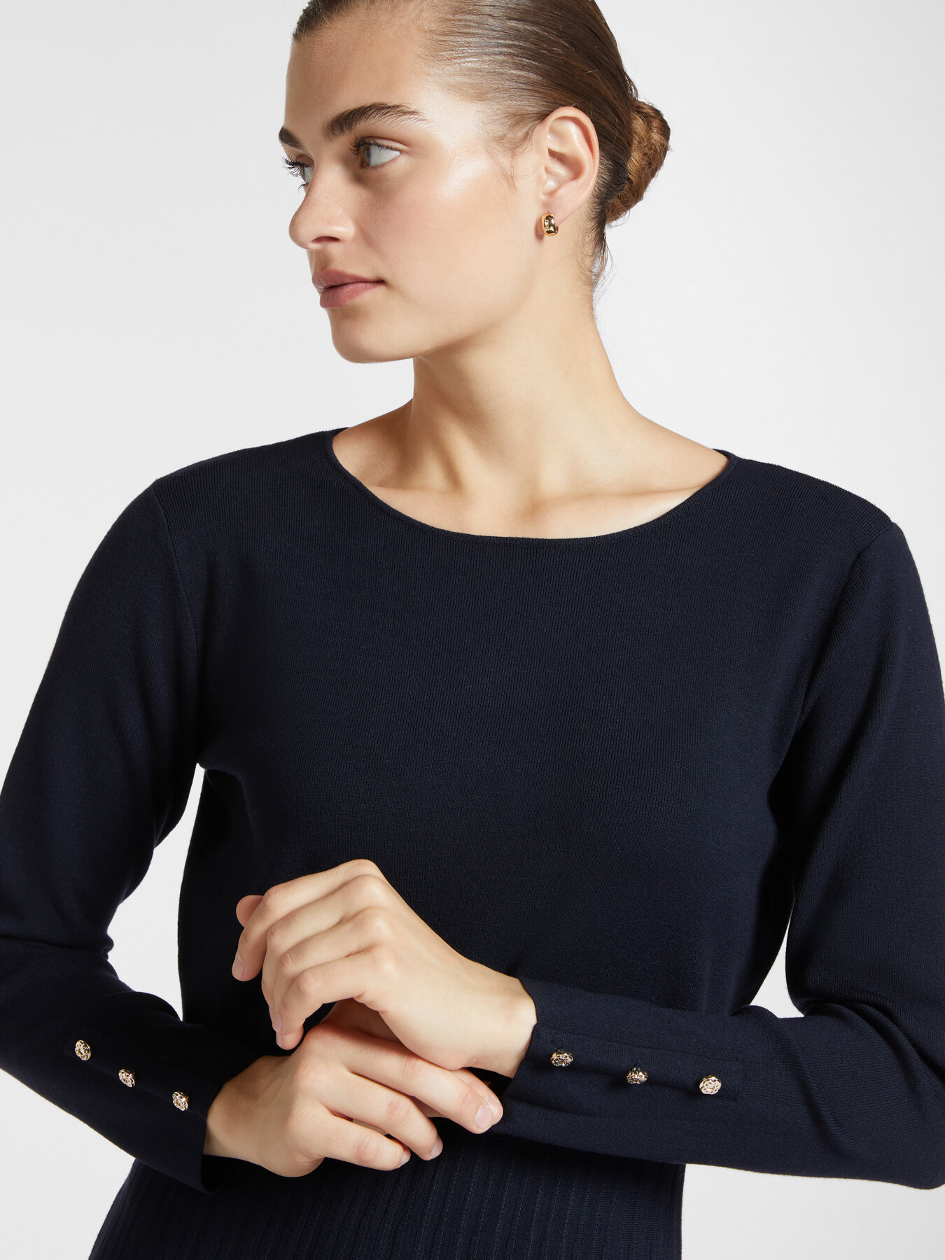 Pleated tricot knit dress image number 3