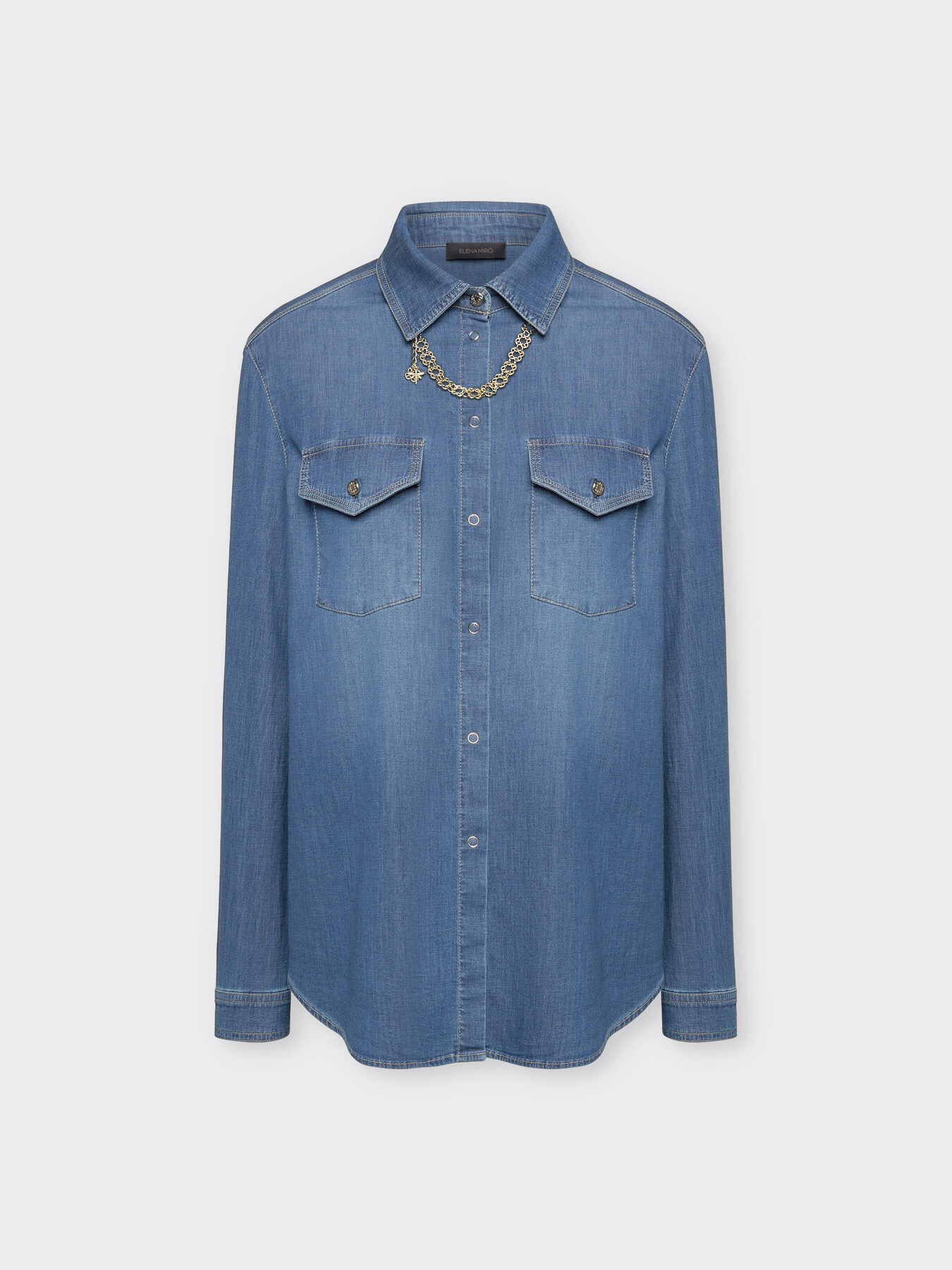 Camicia in chambray con collana image number 4