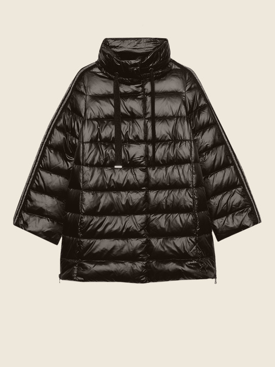 Elenamiro: Casaco acolchoado com faixas em lurex Preto_1