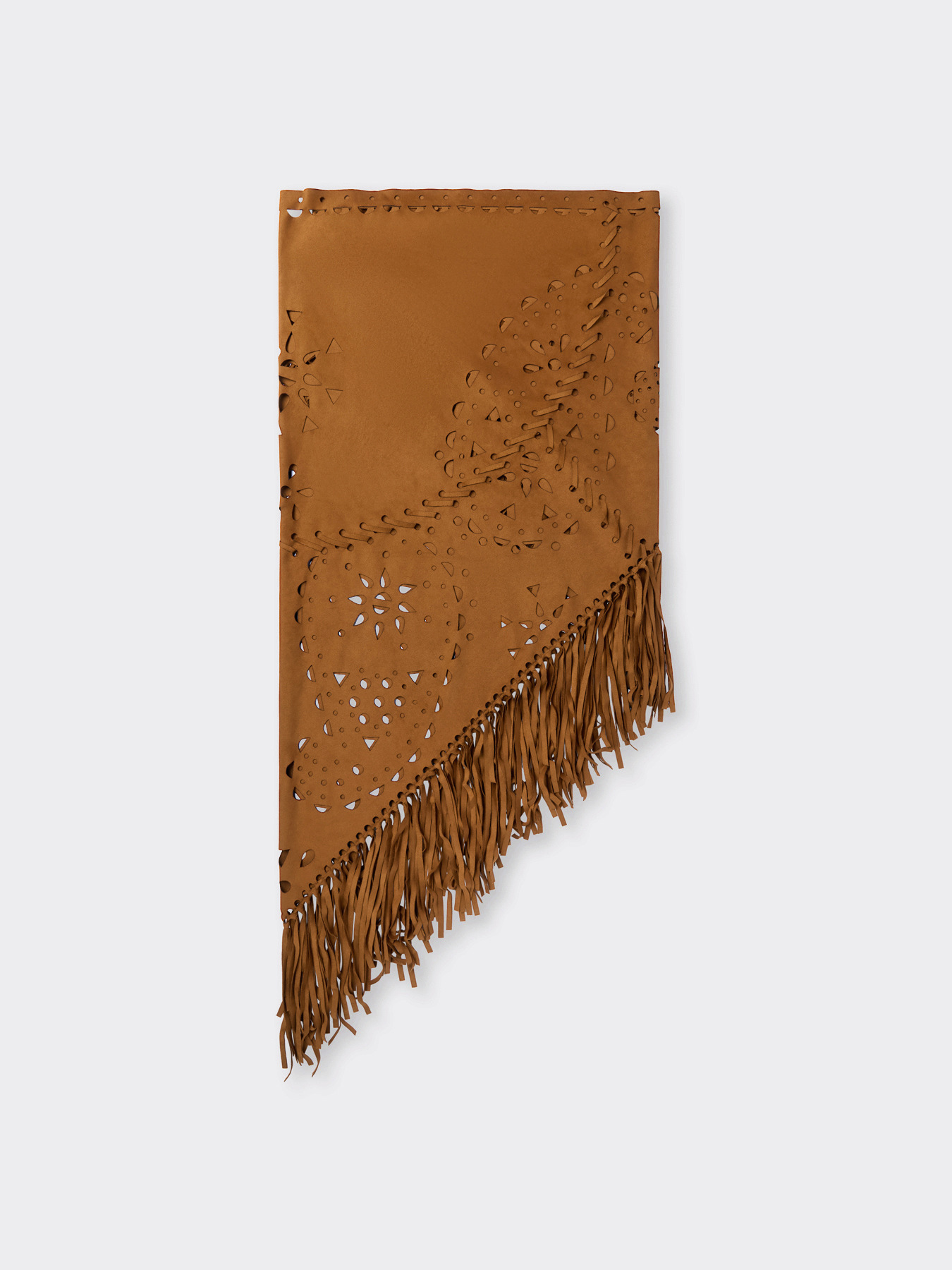 Perforated shawl with fringes