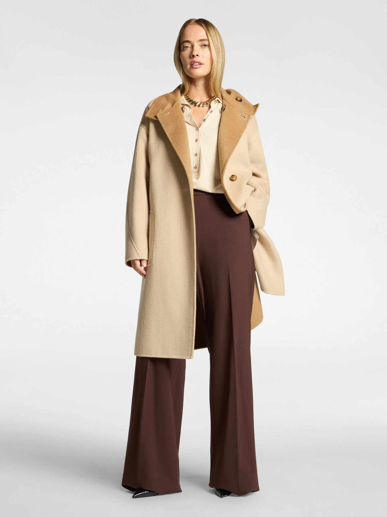 Manteau en double de laine m&eacute;lang&eacute;e image number 2