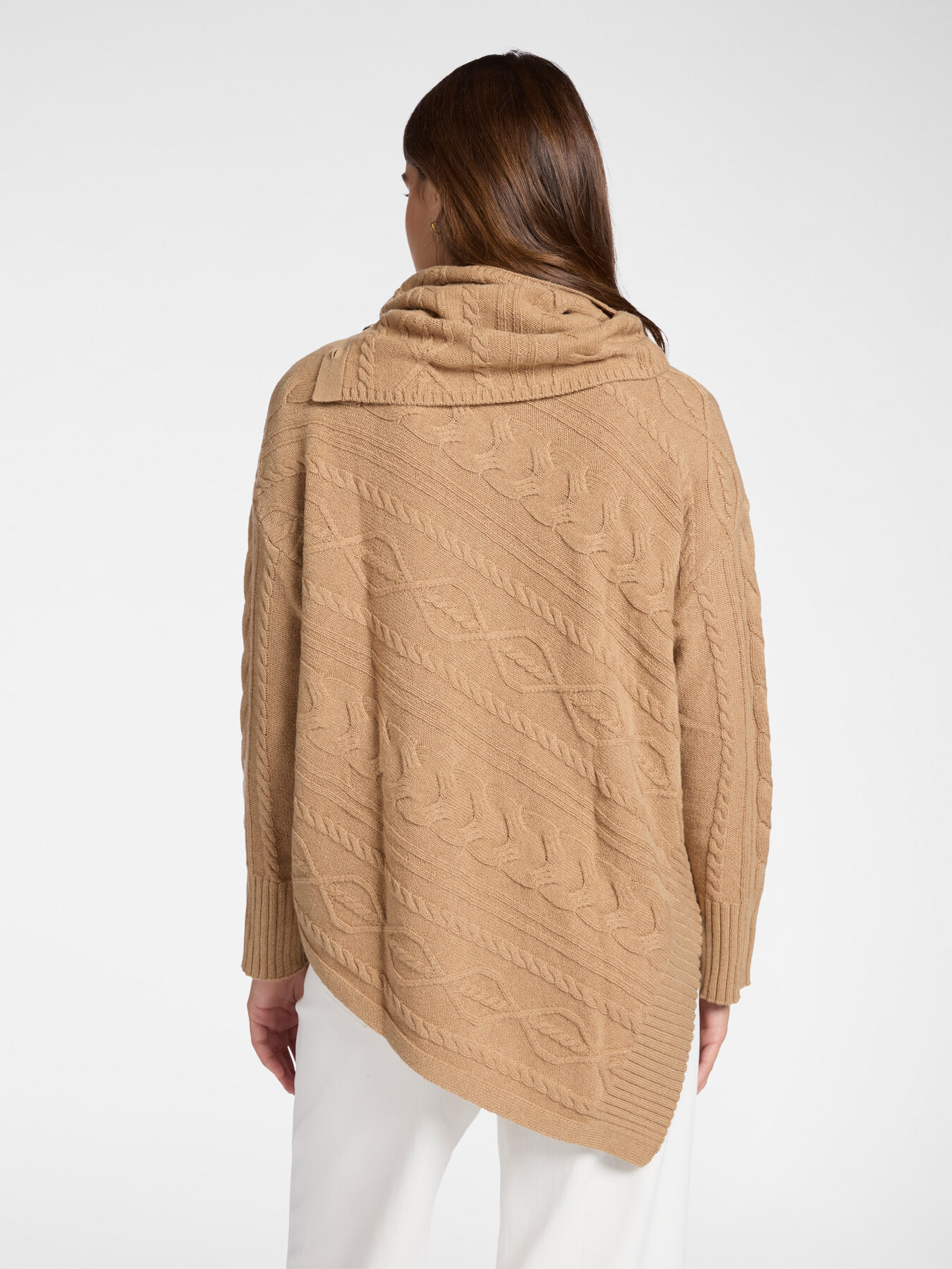 Asymmetrical cable knit wool sweater image number 1