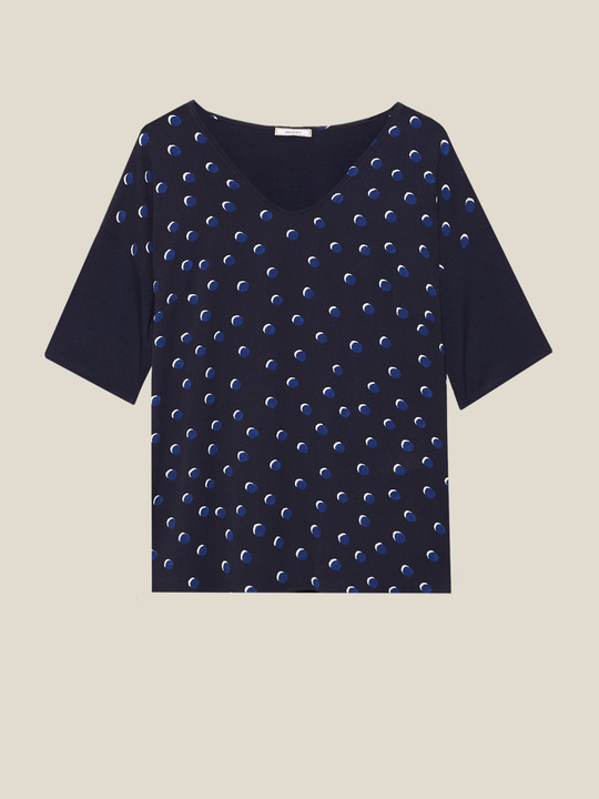 Elenamiro: T-shirt com fronte estampada Azul_1