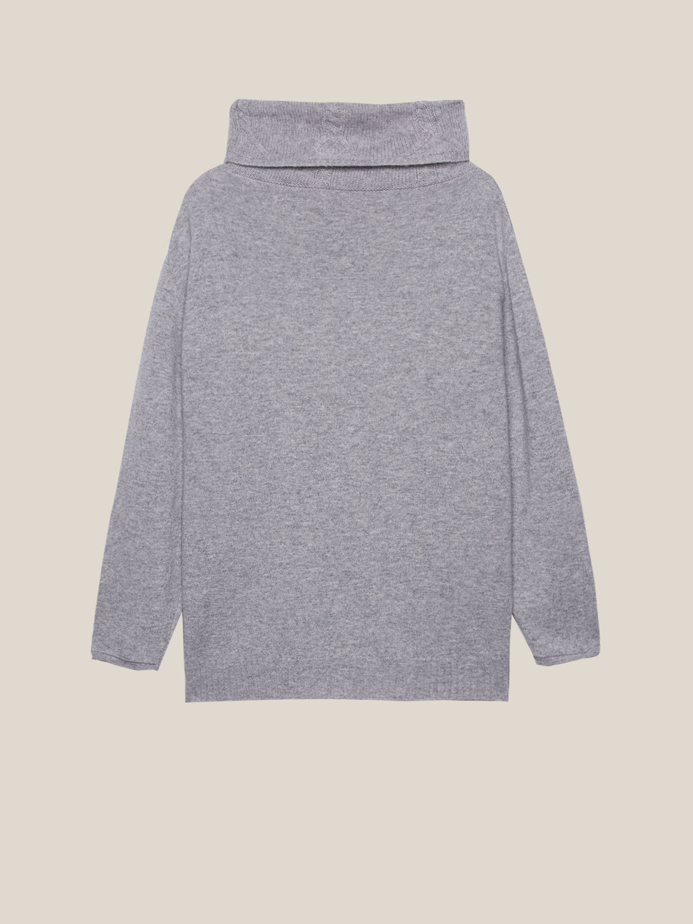 CASHMERE BLEND SOFT NECK SWEATER WITH ARGYLE PATTERN AND CABLING image number 4