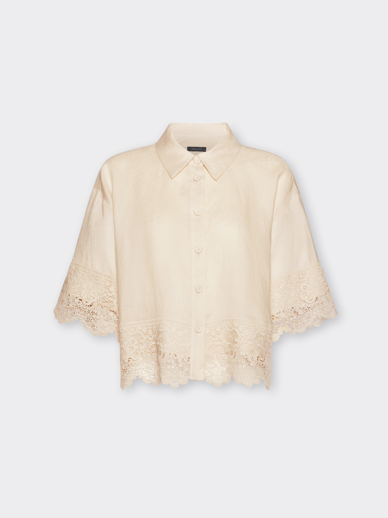 Camisa de lino con encaje image number 4