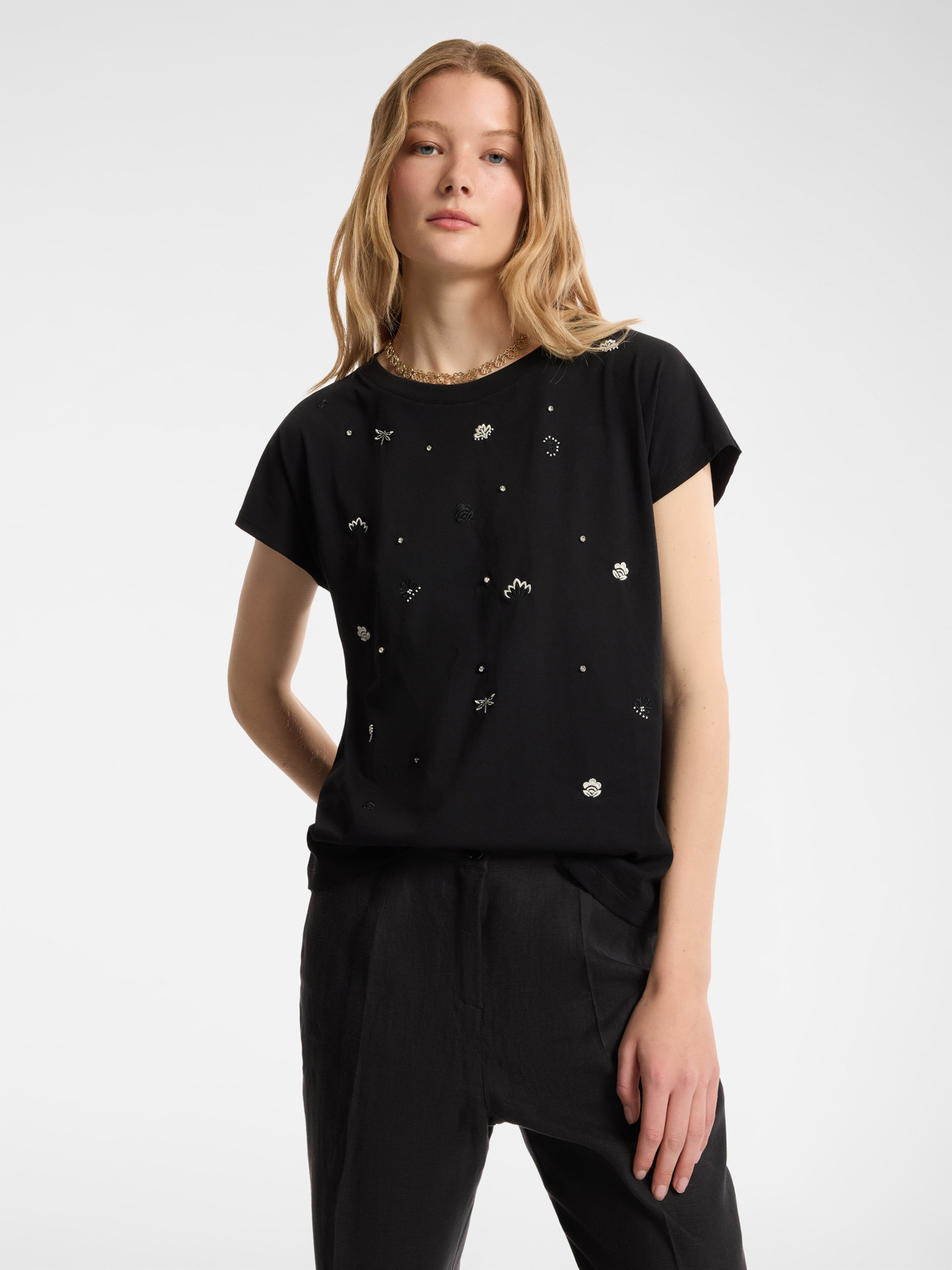 T-shirt en coton avec applications image number 0