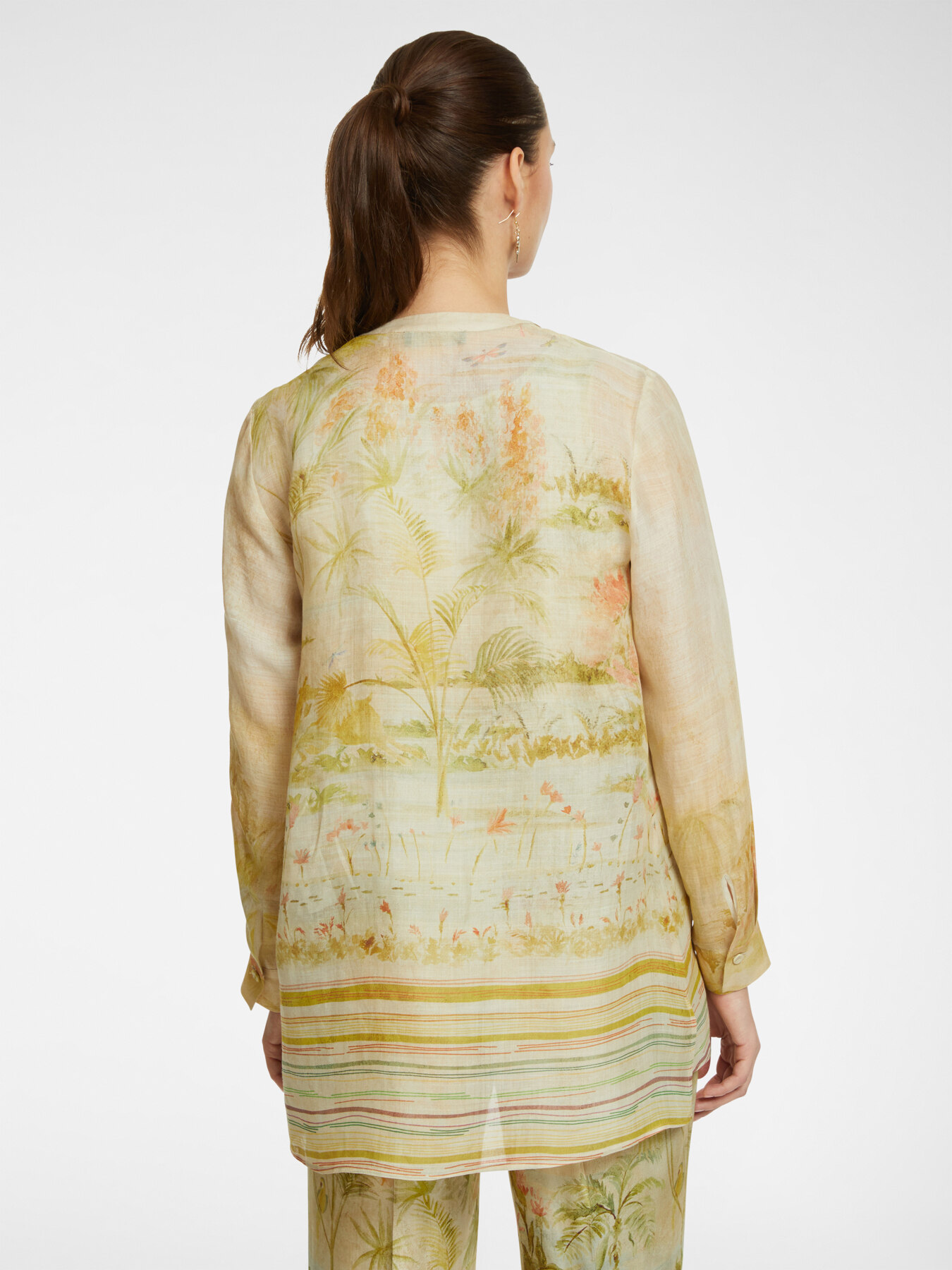 Camisa larga de ramio estampado image number 1