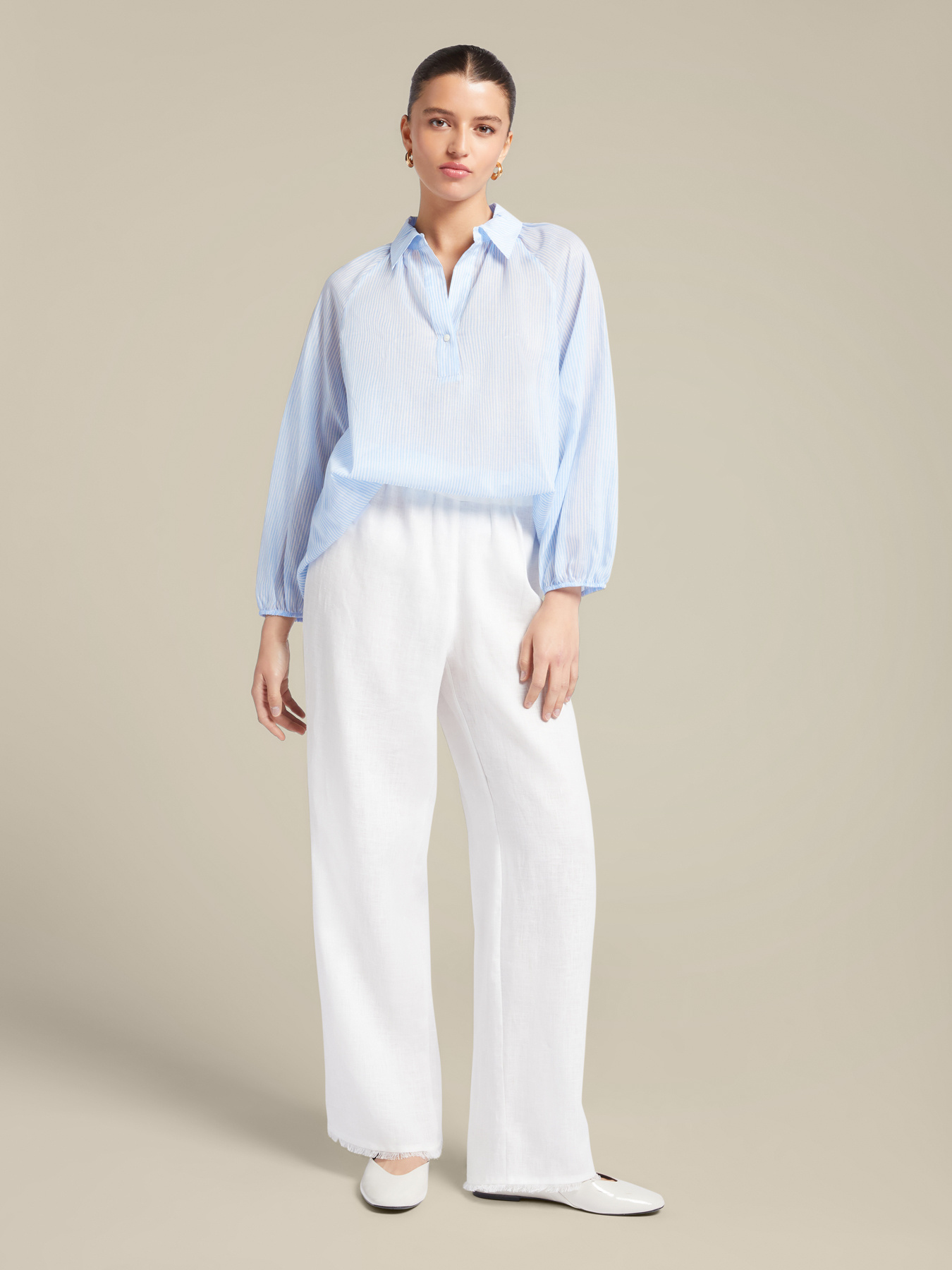 Printed cotton voile blouse image number 2