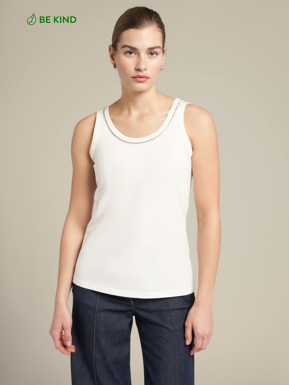Top with embroidered trim
