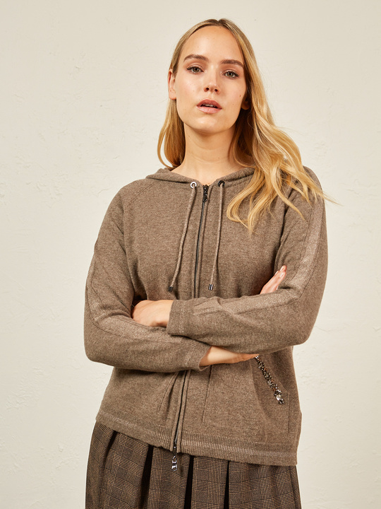 Elenamiro&nbsp;: Cardigan en laine et cachemire Marron_1