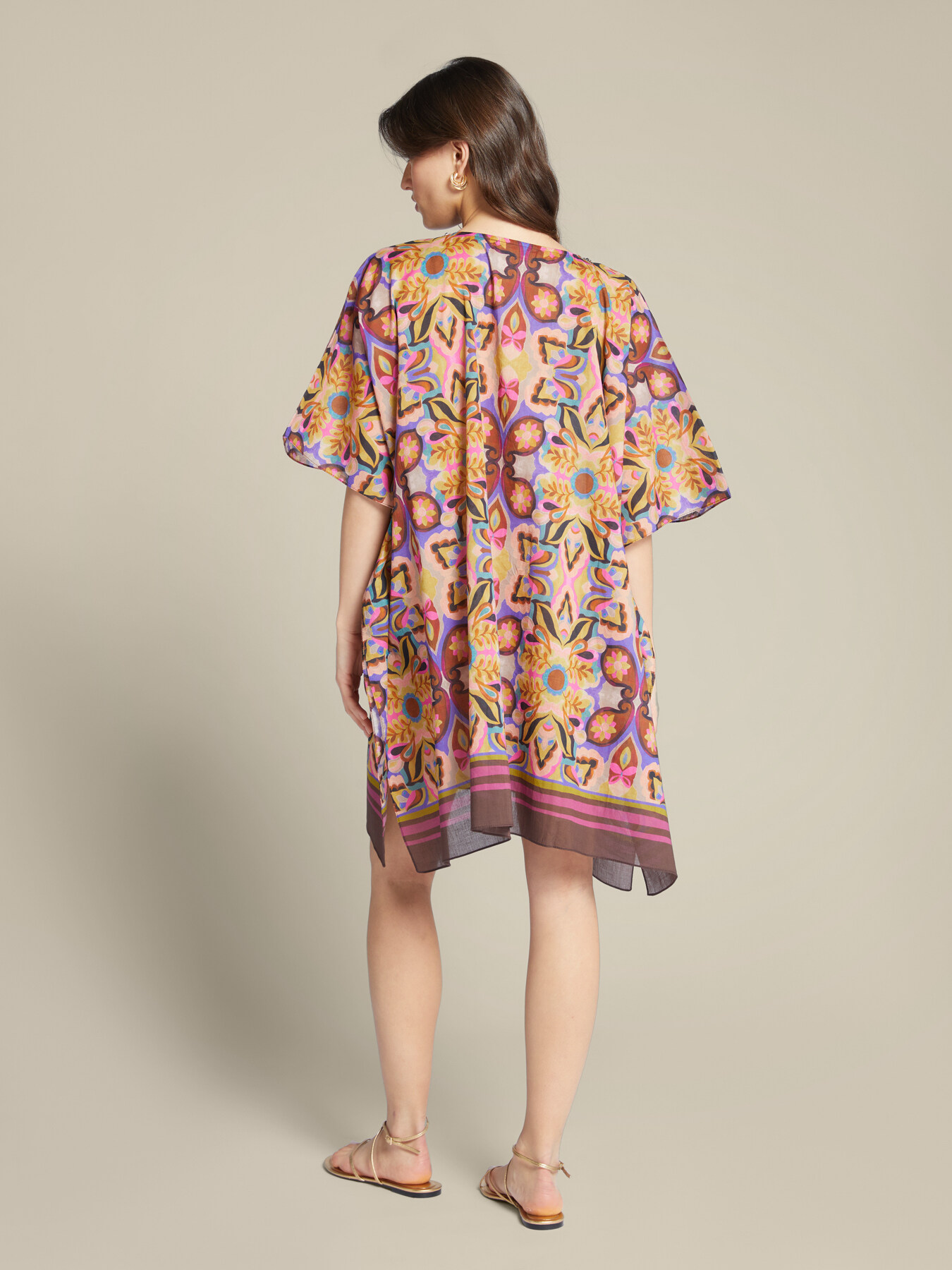 Caftan large en coton imprim&eacute; image number 1