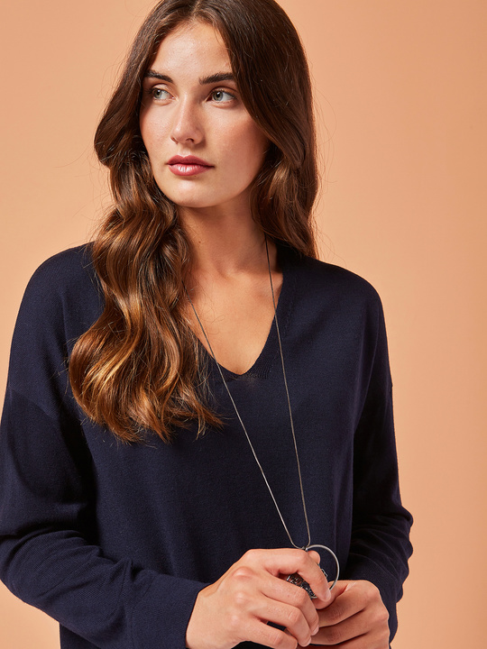 Elenamiro&nbsp;: Chandail avec collier Bleu_1