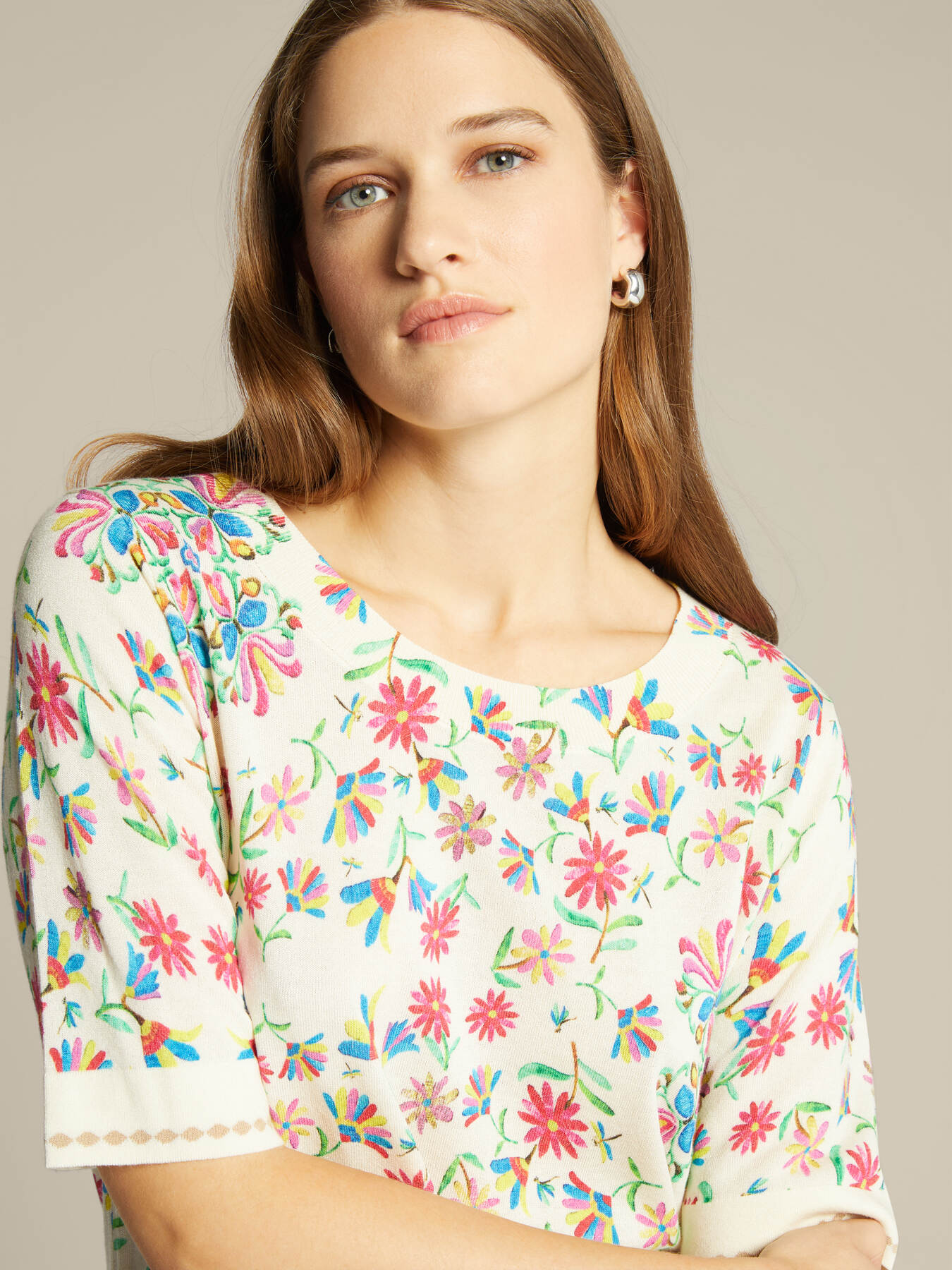 Bedruckter kurz&auml;rmeliger Pullover image number 3