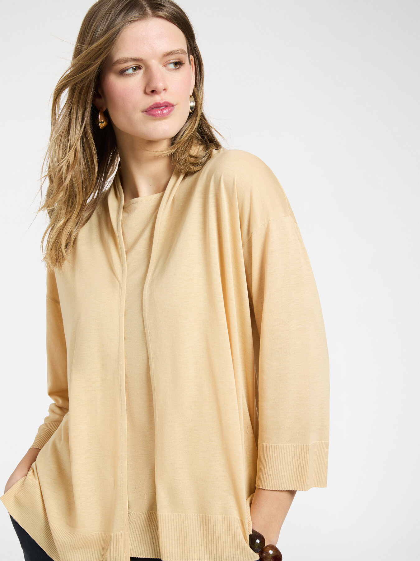 Relaxed-Fit-T-Shirt mit offener Vorderseite image number 0
