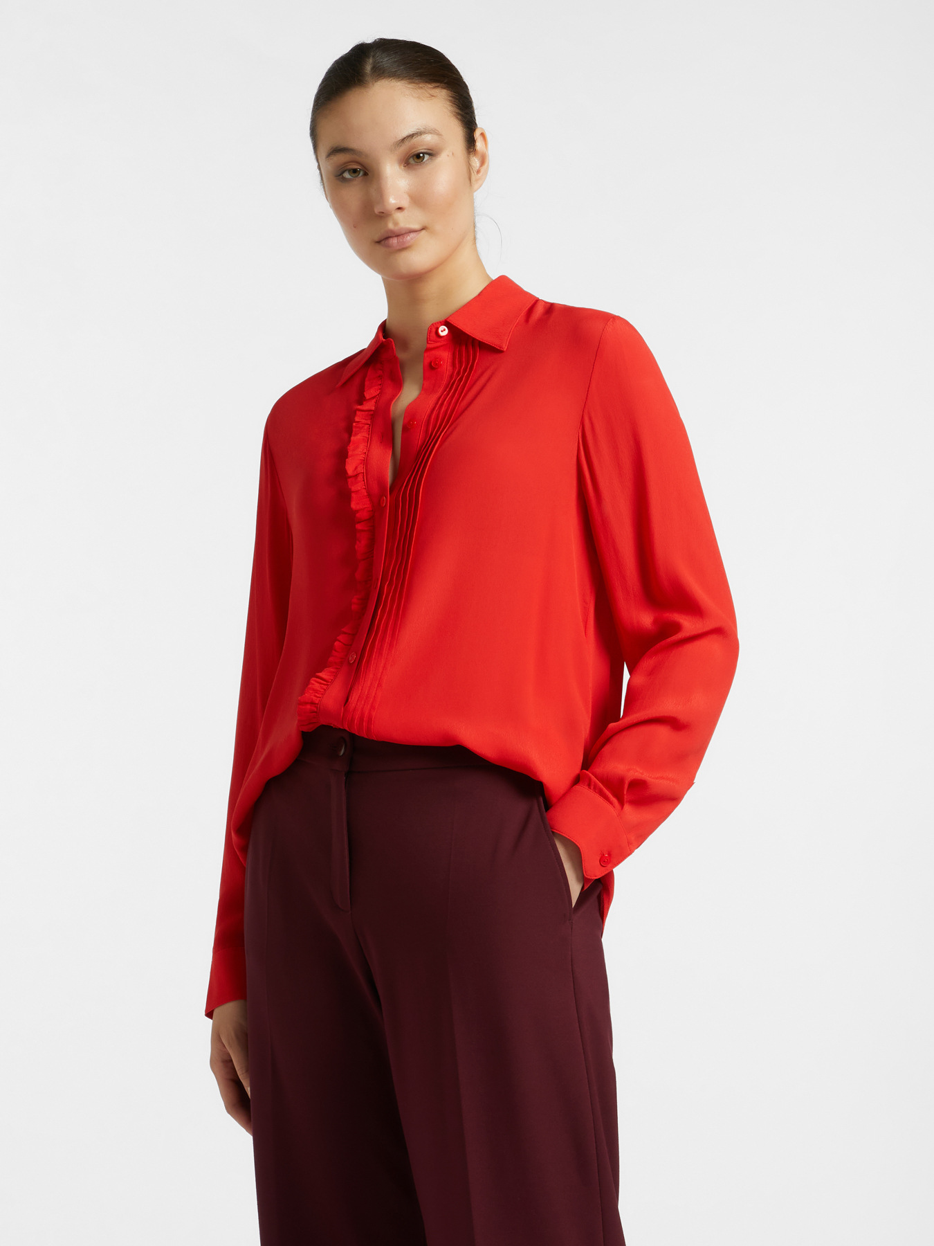 Camisa con borde fruncido image number 0