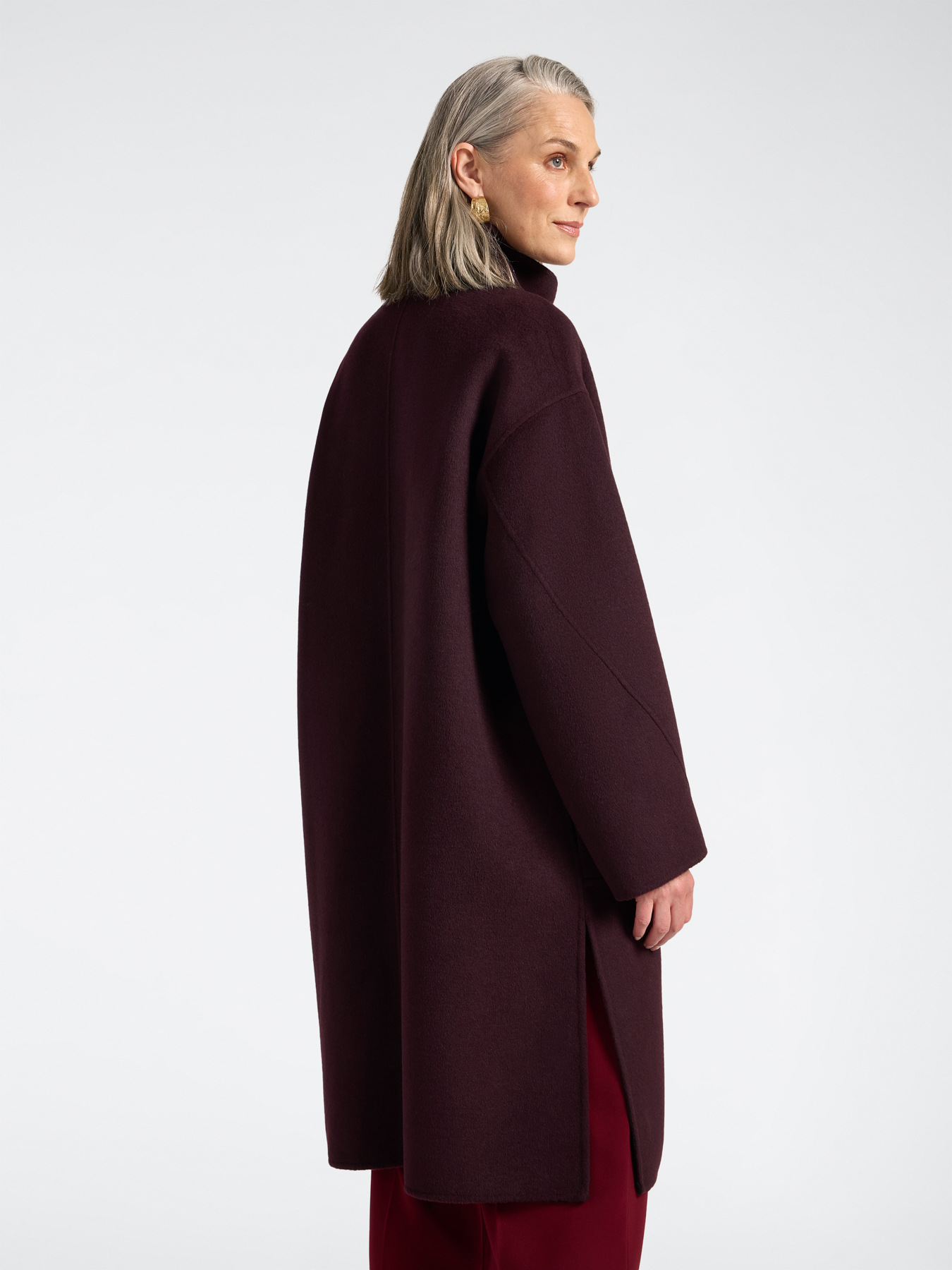 Manteau en double de laine m&eacute;lang&eacute;e image number 1