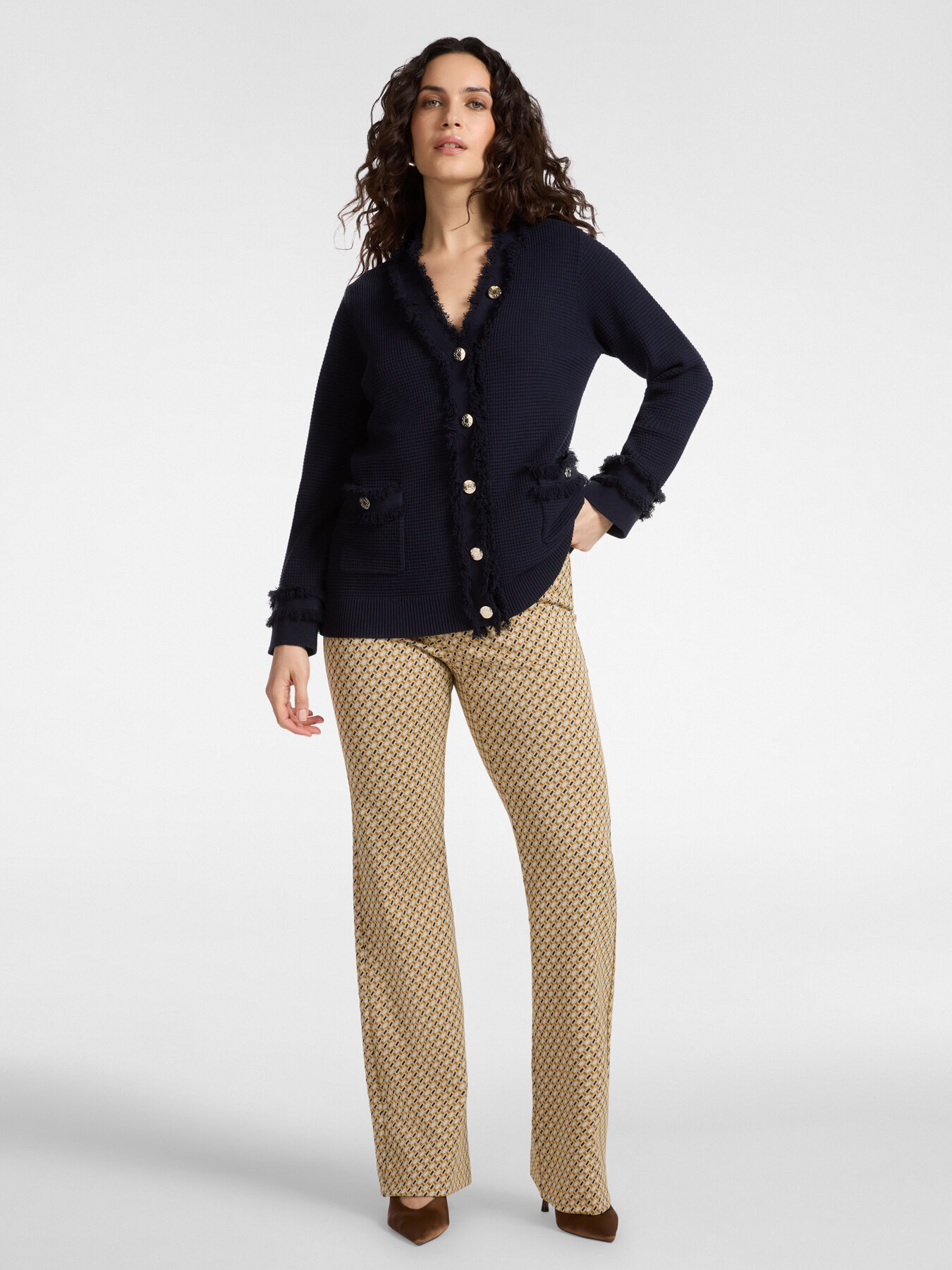 Viscose blend cardigan with fringes image number 2