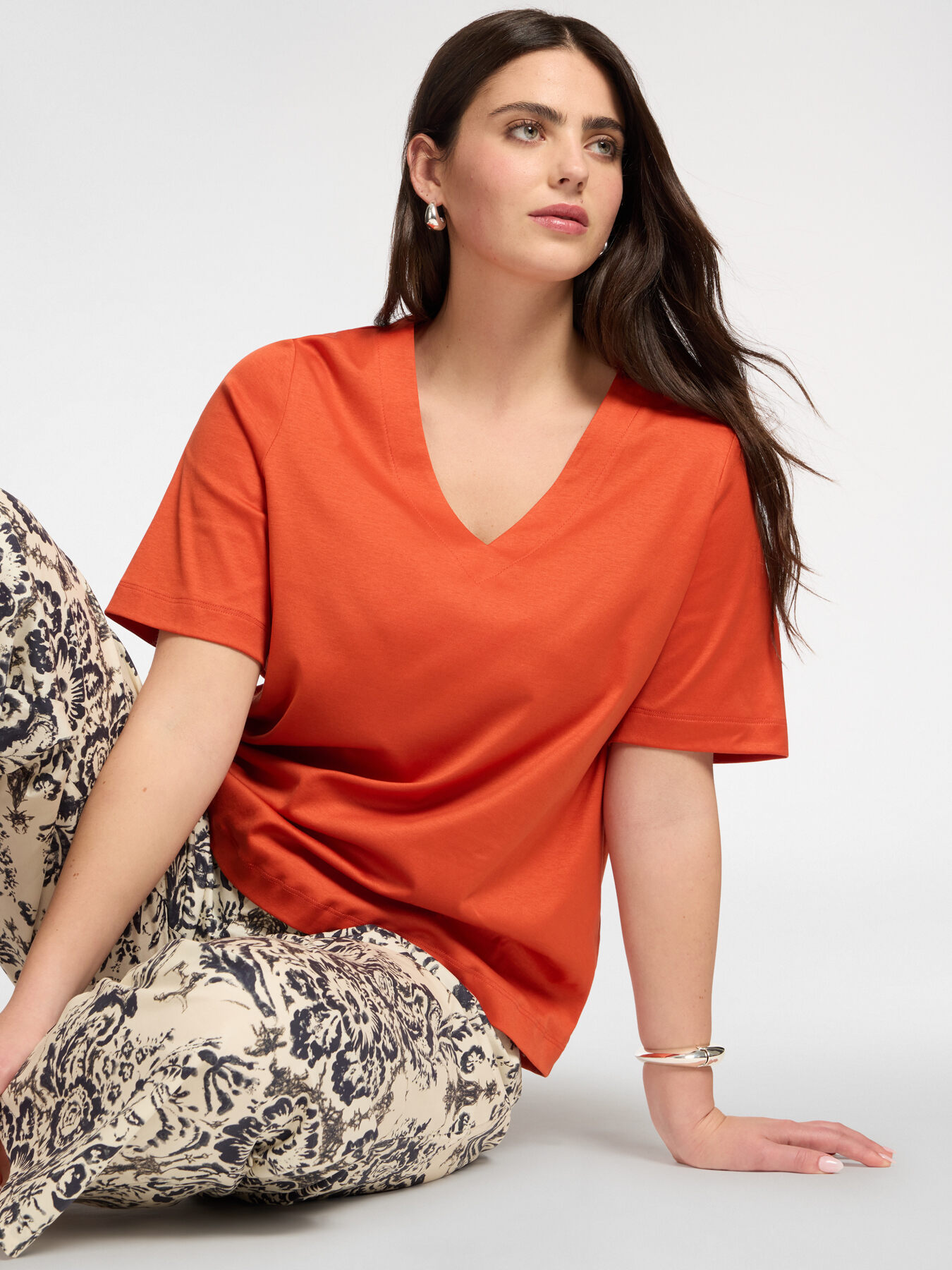 Camiseta de algod&atilde;o decote em V image number 3