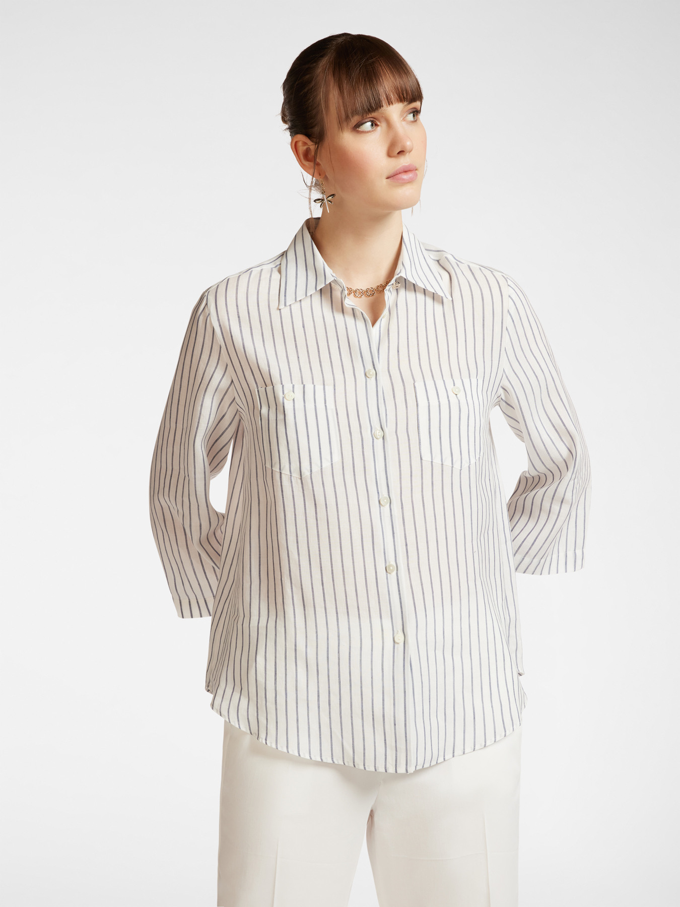Camicia a righe con taschini image number 0