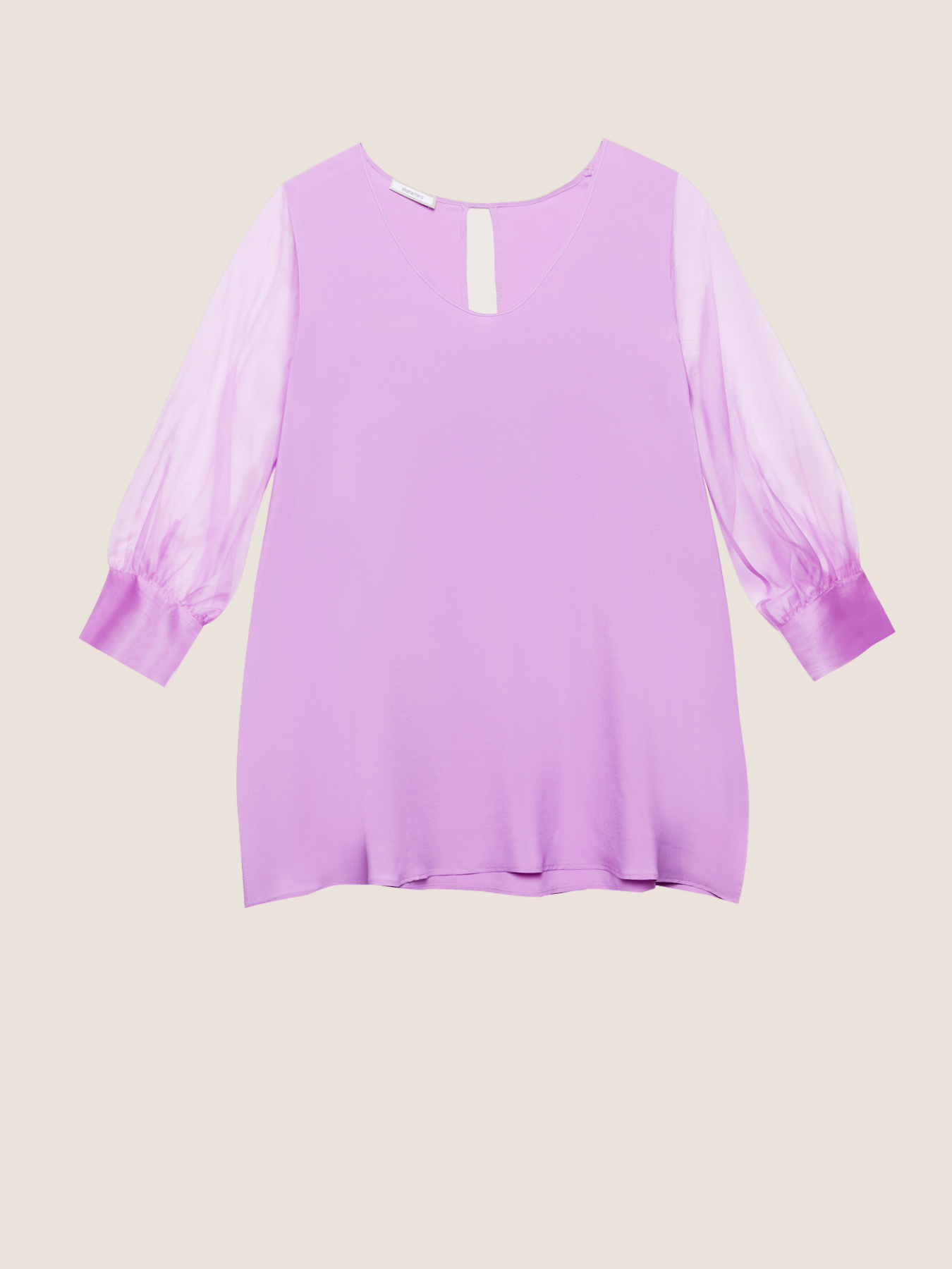Tunica misto seta con maniche in organza image number 3