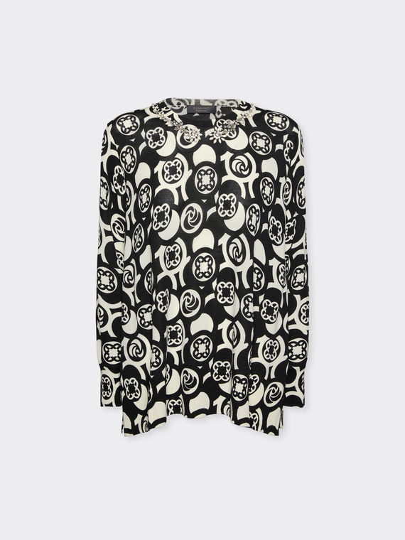 Maglia stampata con ricamo