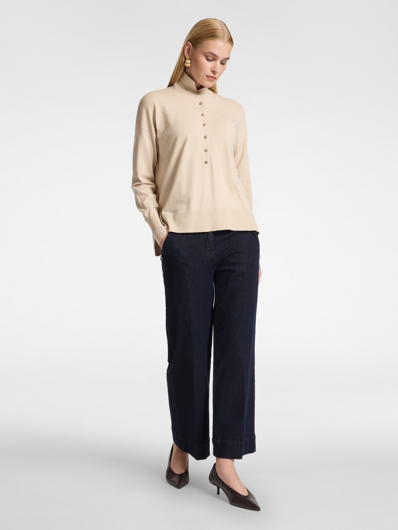 Cropped Wide-Leg-Jeans aus Denim image number 0