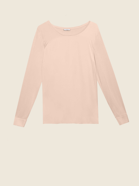 Elenamiro&nbsp;: T-shirt avec devant en satin Rose_1