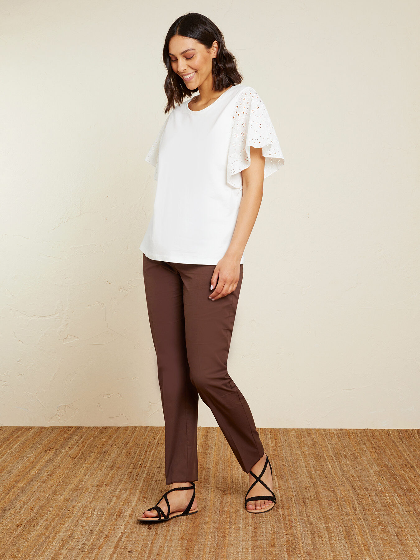 T-shirt avec manches en broderie anglaise image number 4