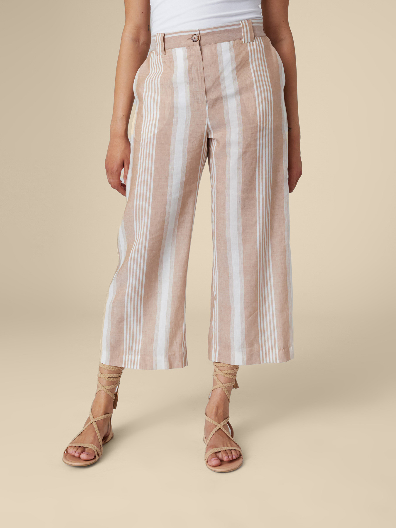 Linen and lyocell striped trousers image number 2