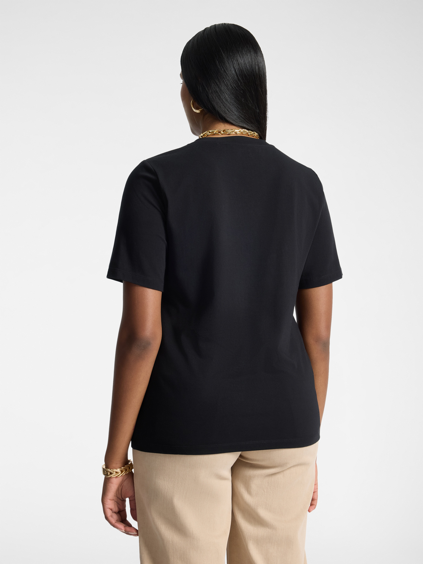 T-shirt com bordado floral e strass image number 1