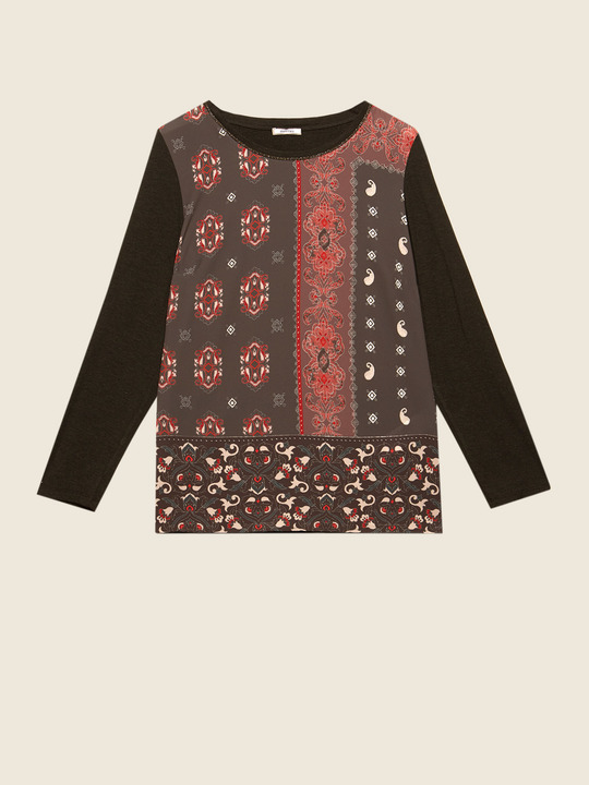 Elenamiro: T-shirt com parte frontal estampada Cinzento_1