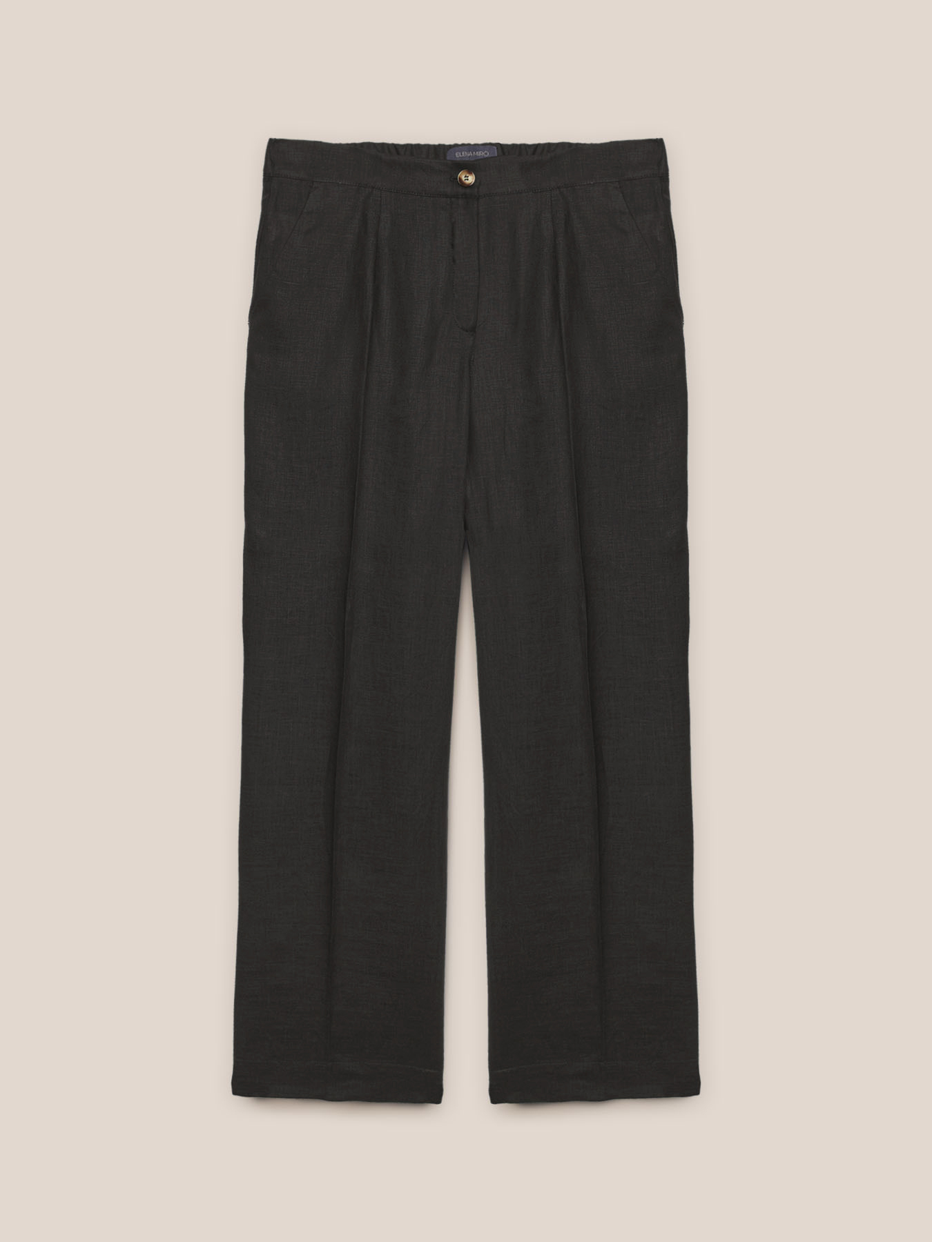 Straight-leg trousers made of pure linen image number 4