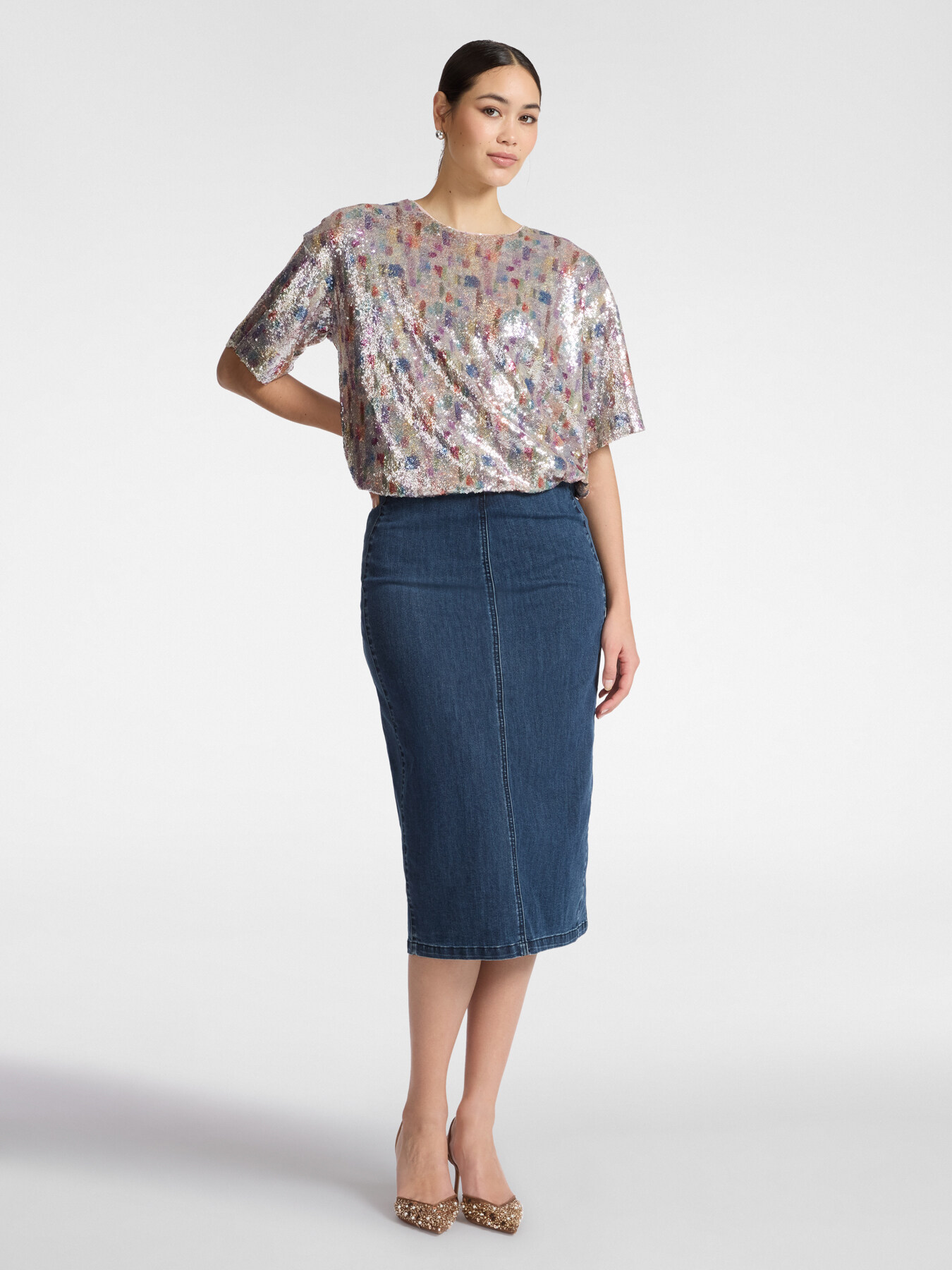 Tulle blouse with sequins image number 2