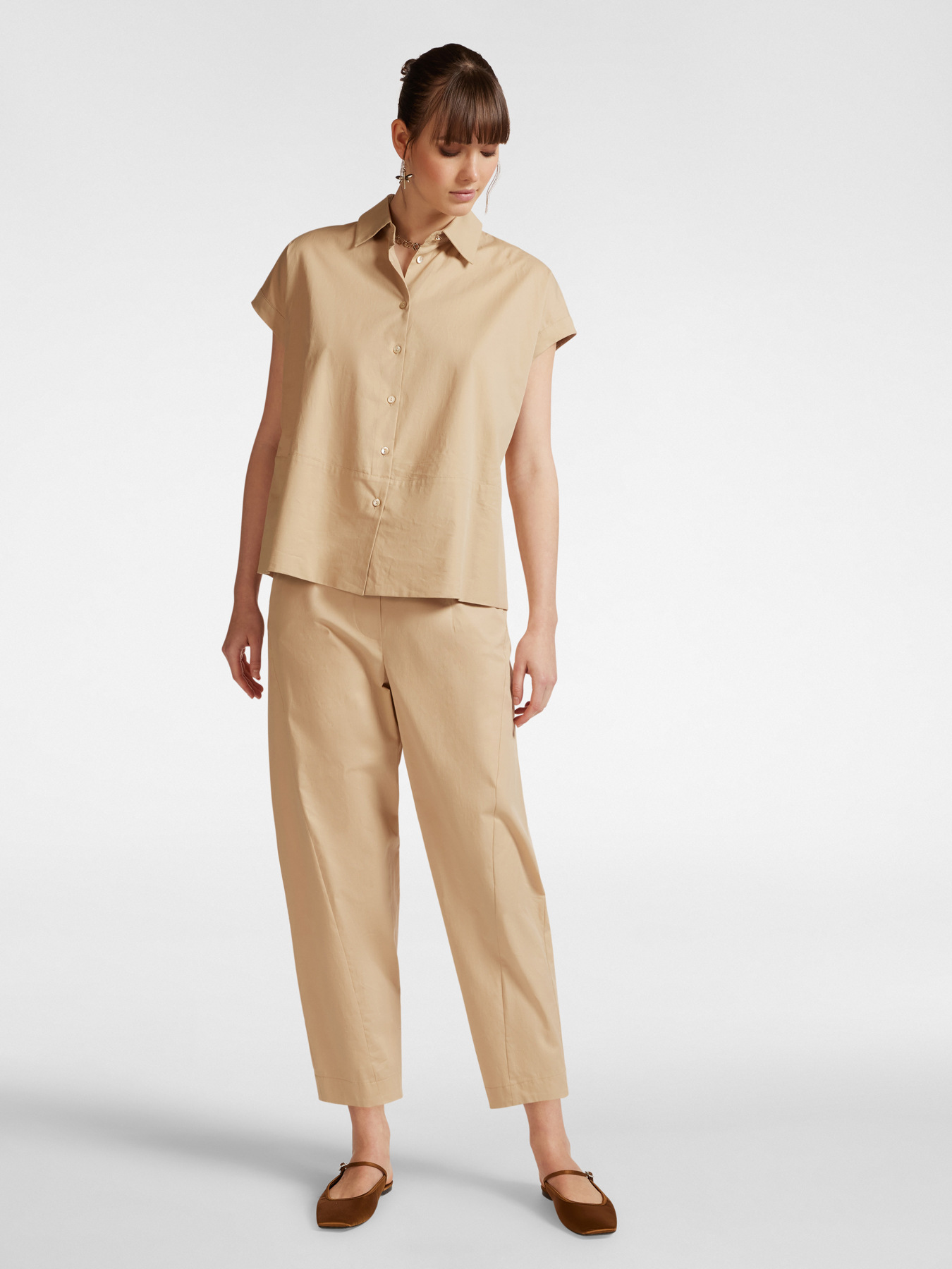 Stretch cotton balloon trousers image number 0