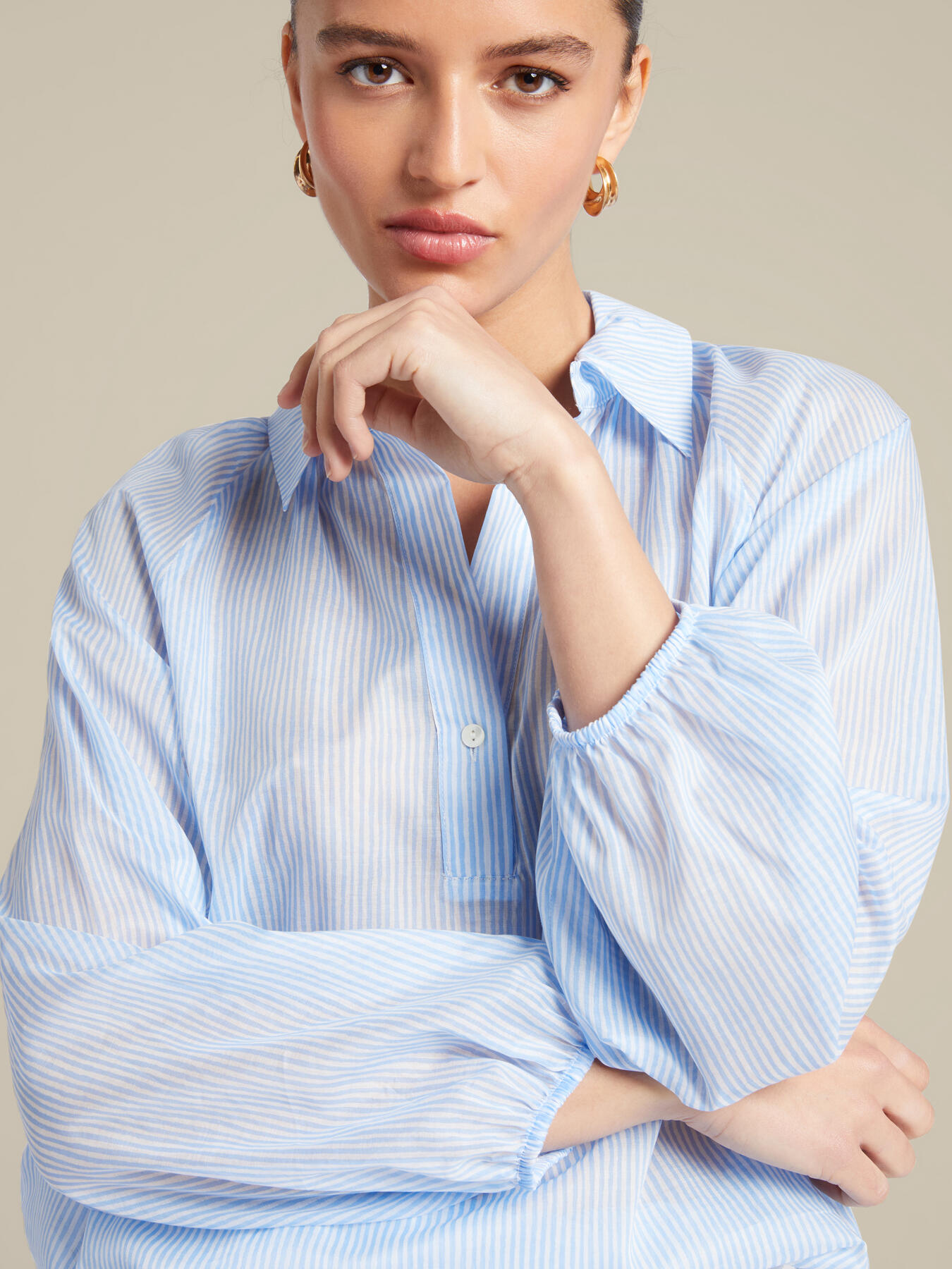 Printed cotton voile blouse image number 3