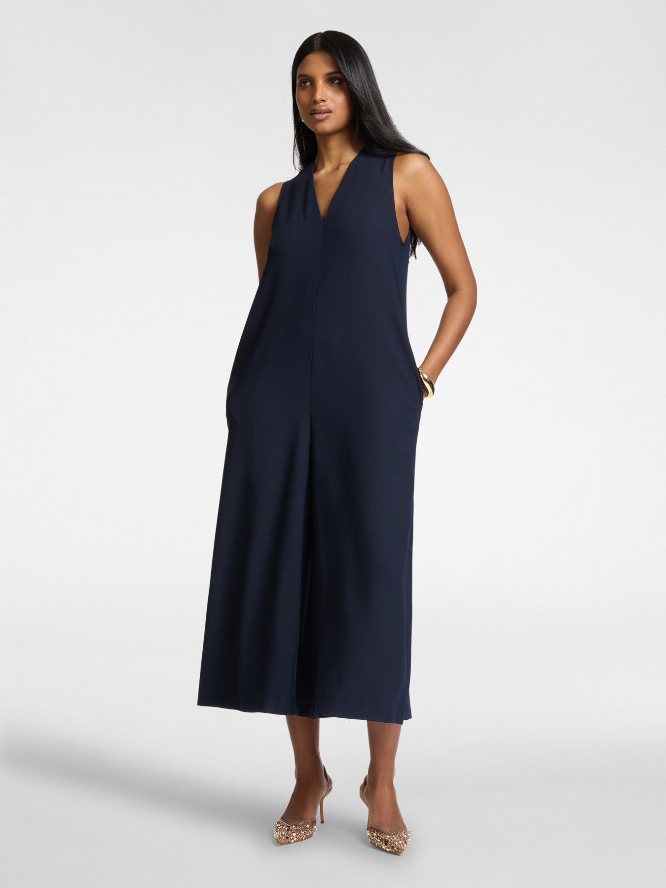 Palazzo jumpsuit in cr&ecirc;pe envers satin image number 0