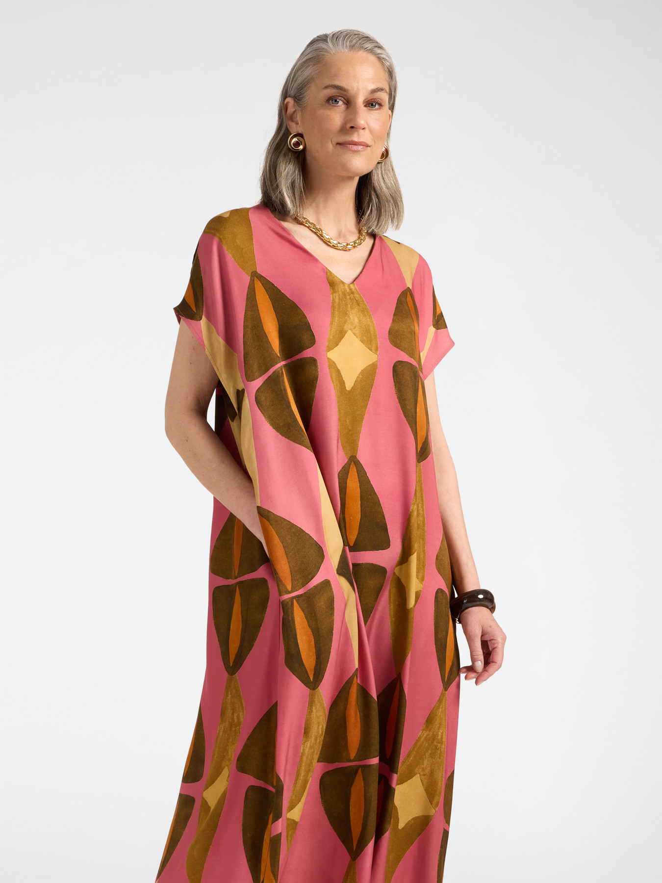 Printed viscose long dress image number 0