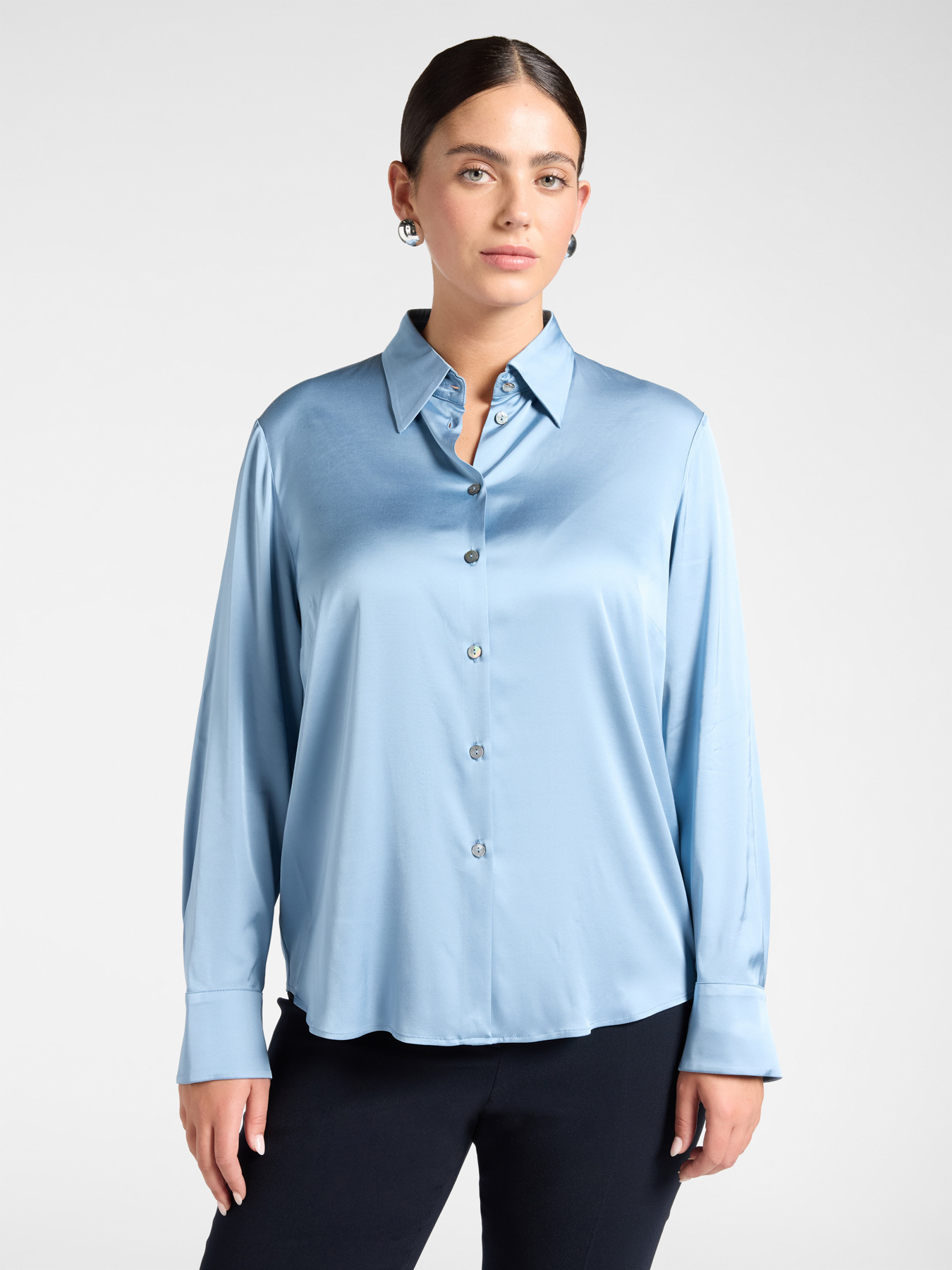 Camicia in raso di viscosa stretch image number 0