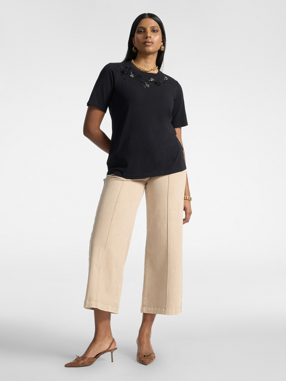 Cropped Palazzo-Hose mit hohem Bund
