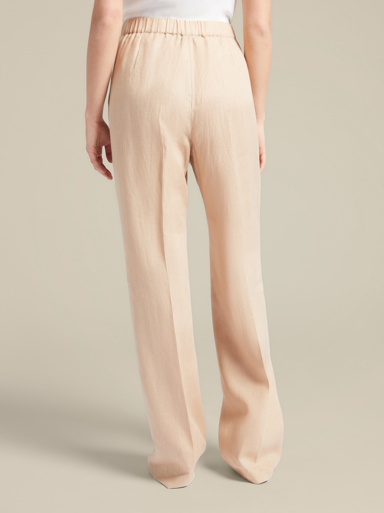 Long straight-leg trousers made of pure linen image number 1