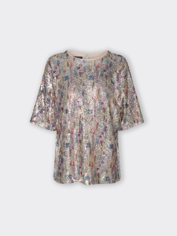 Bluse aus T&uuml;ll mit Pailletten