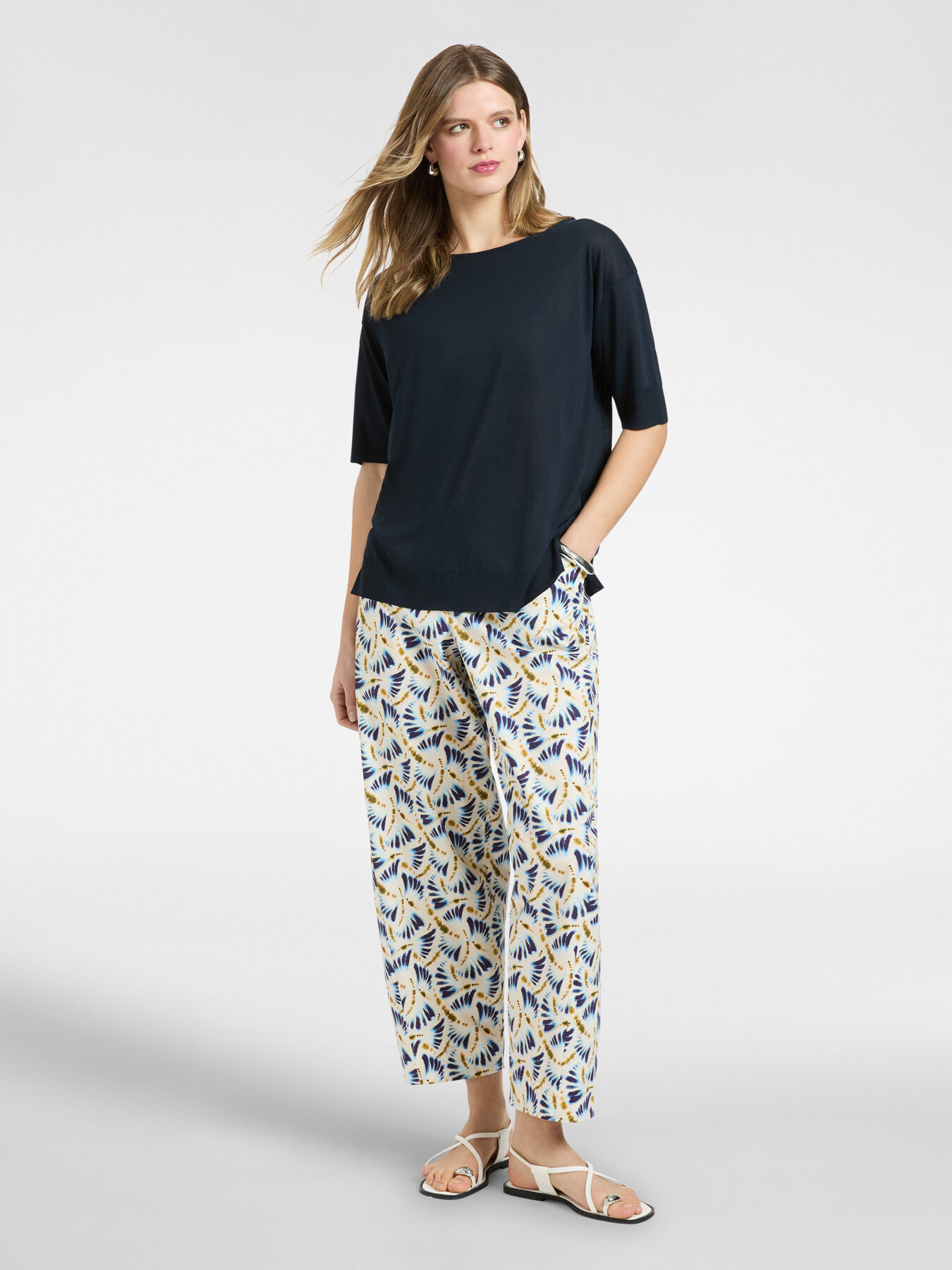 T-shirt in filato misto lyocell image number 2