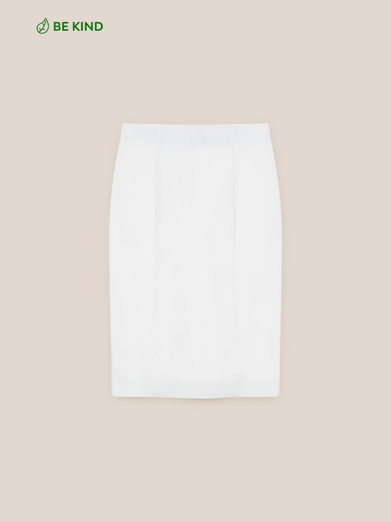 Stretch cotton sheath skirt