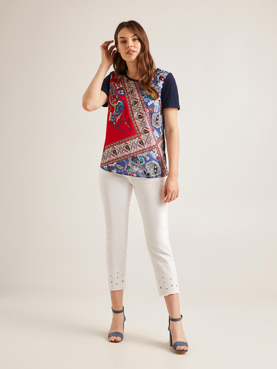 Elenamiro: T-Shirt mit bedruckter Vorderseite Blau_1