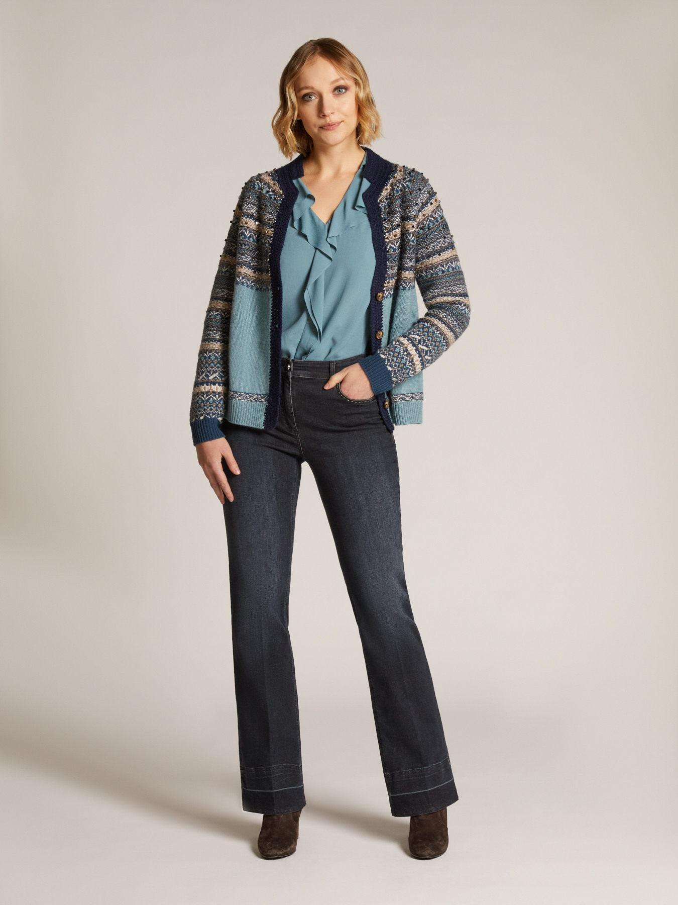 Cardigan jacquard ricamato image number 2