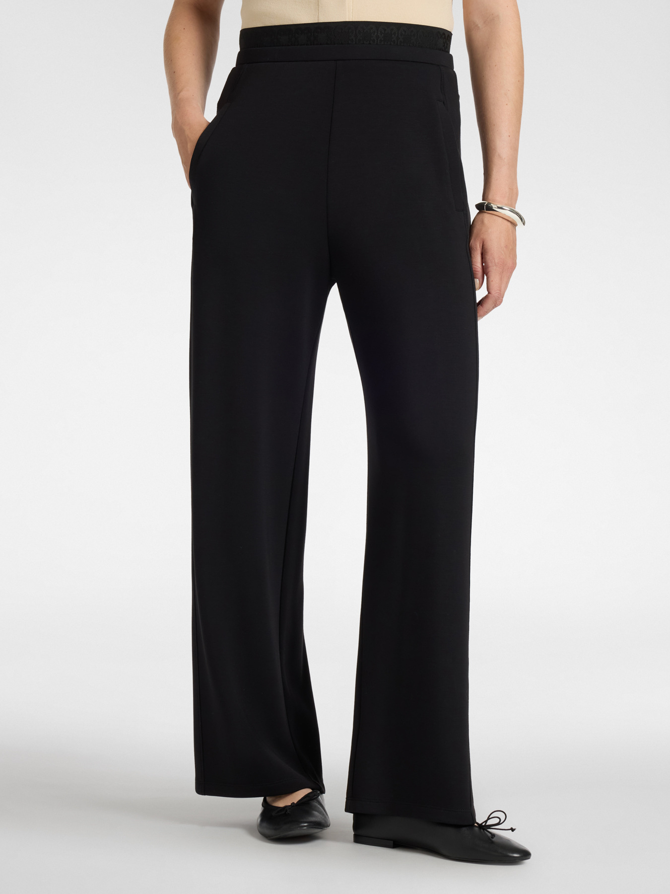 Pantalon palazzo en scuba image number 2